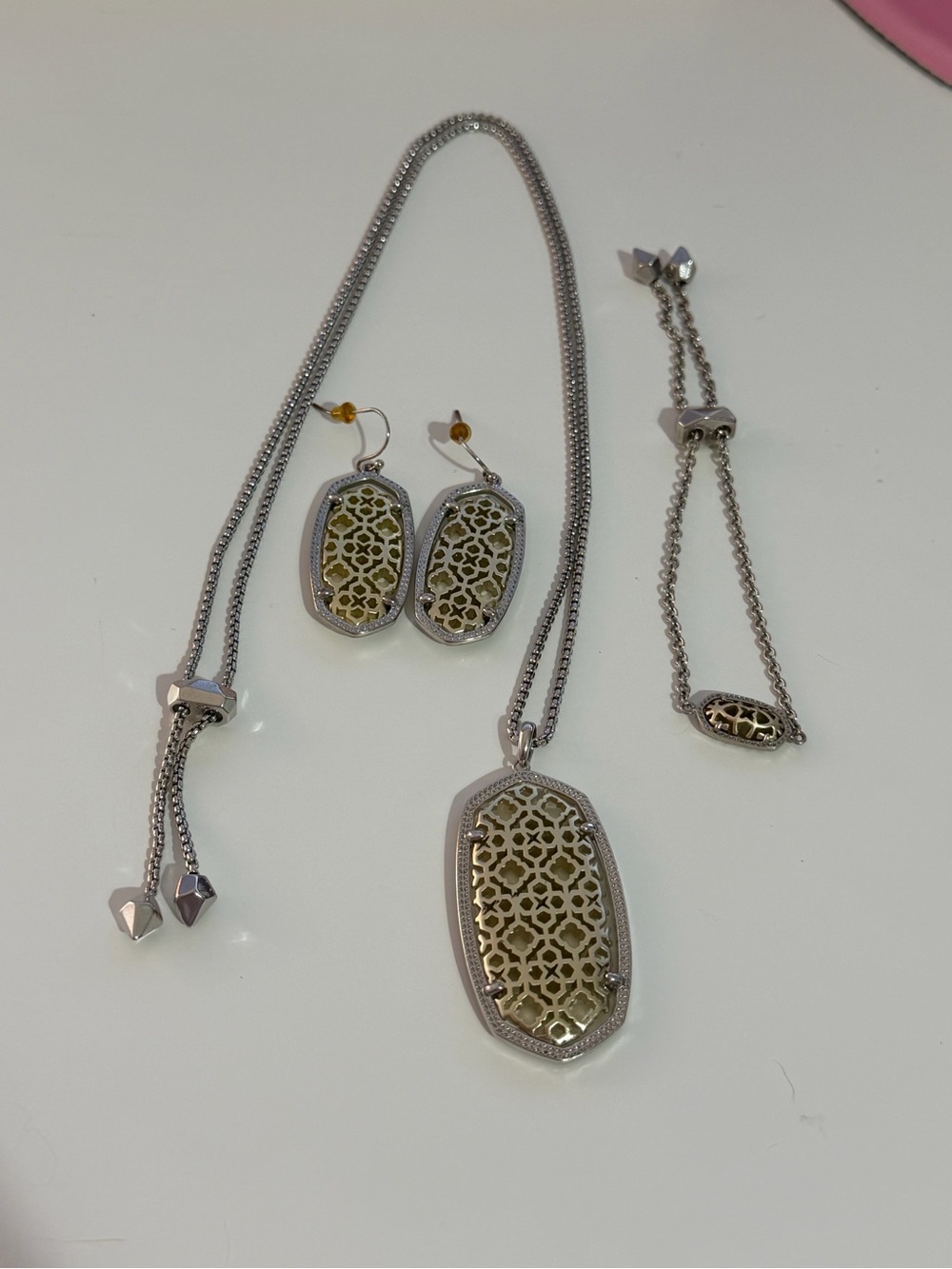 Kendra Scott Filigree Jewelry Set | Silver Necklace, Earrings & Bracelet SET